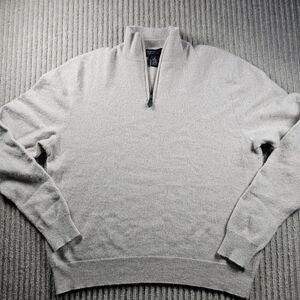 The Men's Store 100% Cashmere Half-Zip Sweater XL Beige MSRP $228 FAST SHIP!